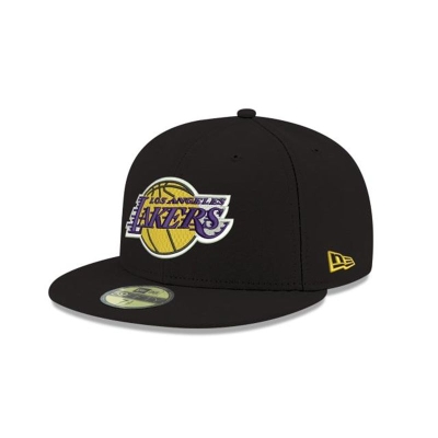 Black Los Angeles Lakers Hat - New Era NBA Team Color 59FIFTY Fitted Caps USA2519340